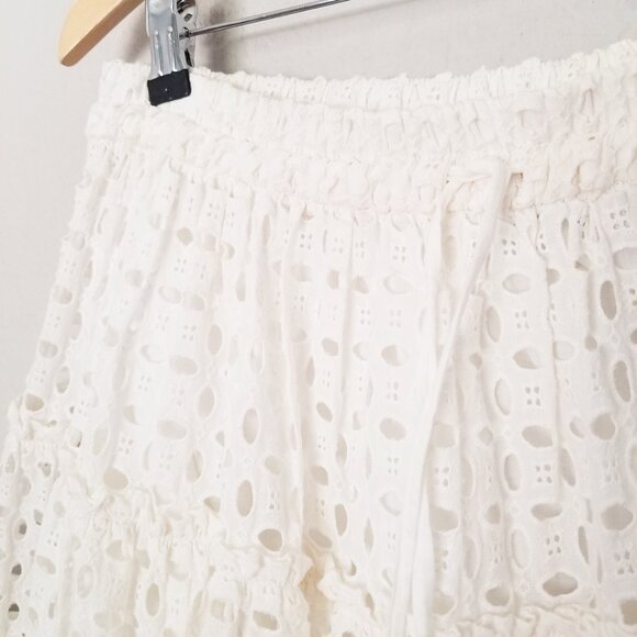 Zara White Eyelet Embroidered Tiered Mini Skirt M High Waist Coquette Romantic - Picture 9 of 16